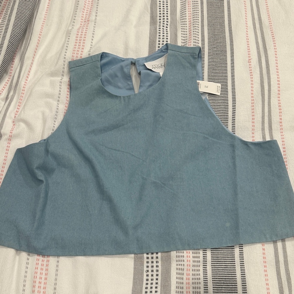 Anthropologie Light Blue denim Sleeveless Crop Top